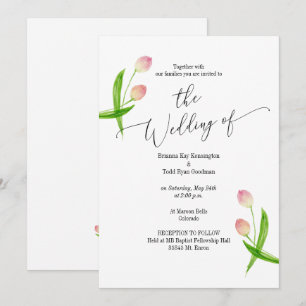 Watercolor Minimal Tul Wedding Invitation no photo