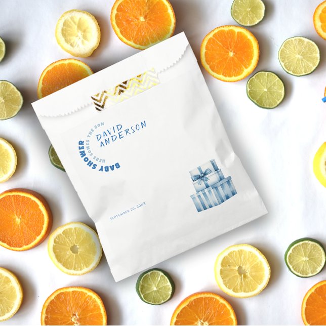 Watercolor minimalist baby shower boy favour bags (Creator Uploaded)