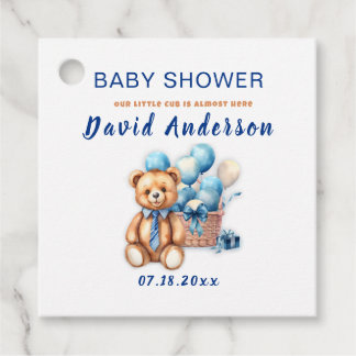Watercolor minimalist baby shower boy favour tags