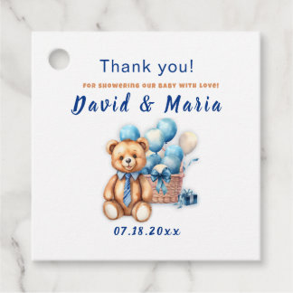 Watercolor minimalist baby shower boy favour tags