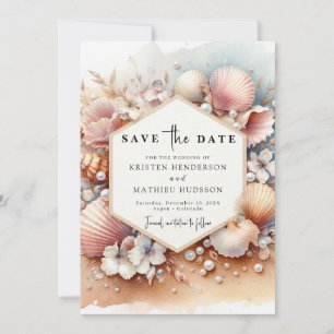 Watercolor Minimalist Beach Wedding Save The Date