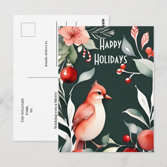 Watercolor Minimalist Christmas Postcard (Front/Back)