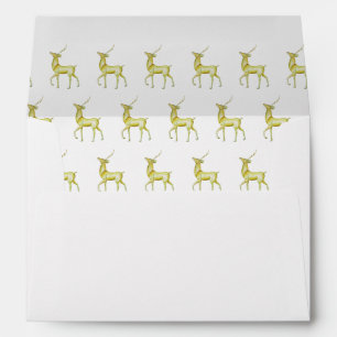 Watercolor Minimalist Gold Reindeer Christmas Card Envelope