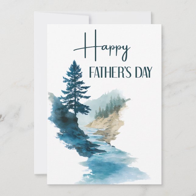 Watercolor Minimalist Happy Father's Day Holiday Card (Front)