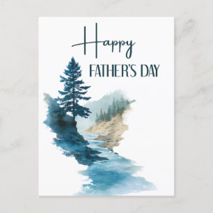 Watercolor Minimalist Happy Father's Day Holiday Postcard