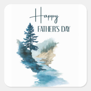 Watercolor Minimalist Happy Father's Day Square Sticker