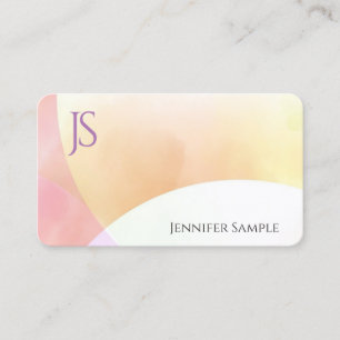 Watercolor Minimalist Monogram Simple Elegant Business Card