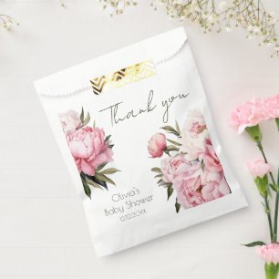 Watercolor minimalist peony elegant baby shower favour bags