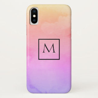 Watercolor Minimalist Rectangle Monogram iPhone X Case