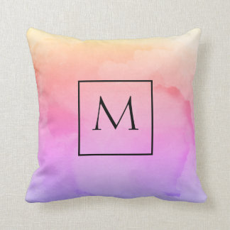 Watercolor Minimalist Rectangle Monogram Cushion