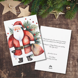 Watercolor Minimalist Santa Bag Corporate Xmas Holiday Card