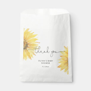 Watercolor minimalist sunflower baby shower favour bags