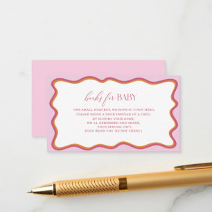 Watercolor Minimalist Wavy hot pink orange baby sh Enclosure Card