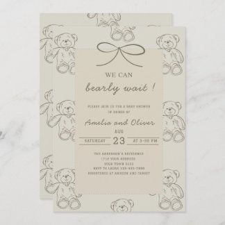 Watercolor minimalist we can bearly wait baby sho invitation