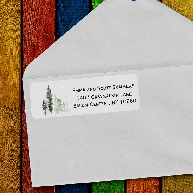 Watercolor Minimalistic Evergreen Tree Address (Creator Uploaded)