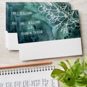 Watercolor minimalistic magnolia invitation envelope
