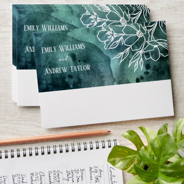 Watercolor minimalistic magnolia invitation envelope (Stacked)
