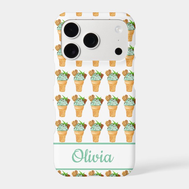 Watercolor Mint Chocolate Ice Cream Personalised (Back)