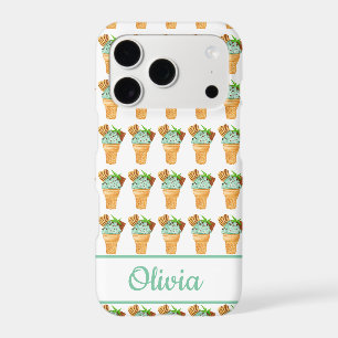 Watercolor Mint Chocolate Ice Cream Personalized