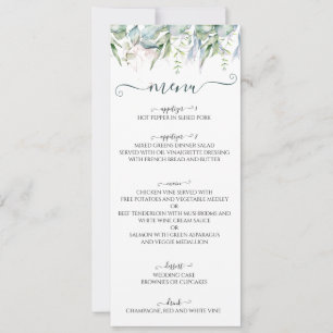 watercolor mint green eucalyptus menu invitation