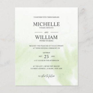 Watercolor Mint Green Plain Elegant Budget Wedding