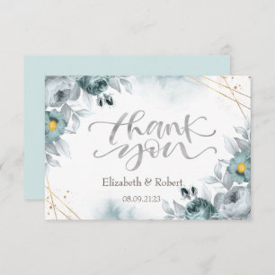 Watercolor Mint Green Roses Thank You Card