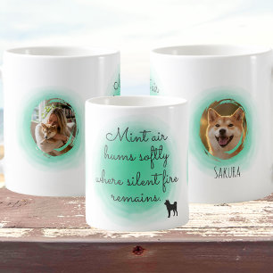 Watercolor Mint Green Shiba Inu Custom Photo  Coffee Mug