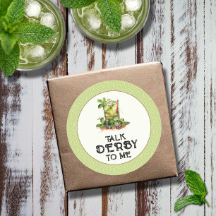 Watercolor Mint Julep Derby Classic Round Sticker