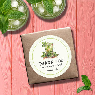 Watercolor Mint Julep Derby Classic Round Sticker