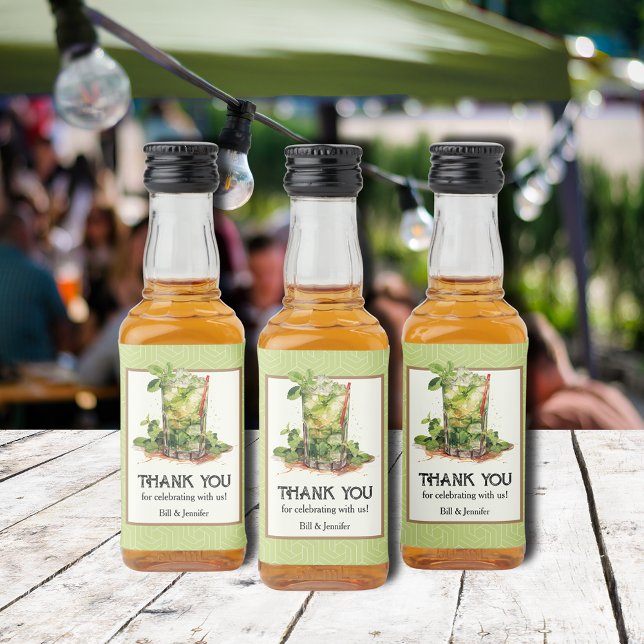 Watercolor Mint Julep Derby Liquor Bottle Label (Watercolor mint julep Derby party mini liquor bottle personalized labels)