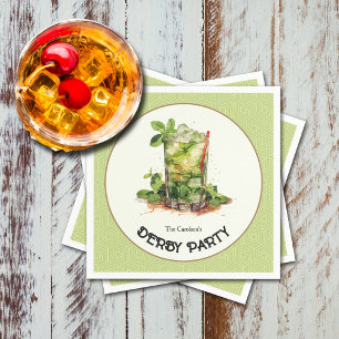 Watercolor Mint Julep Derby Party Napkin