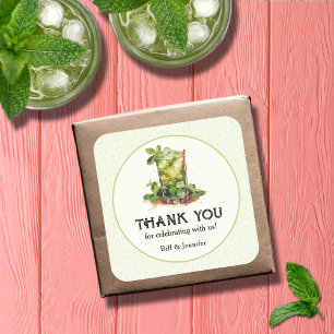 Watercolor Mint Julep Derby Square Sticker