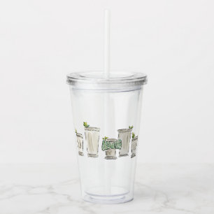 Watercolor Mint Julep Illustration Acrylic Tumbler