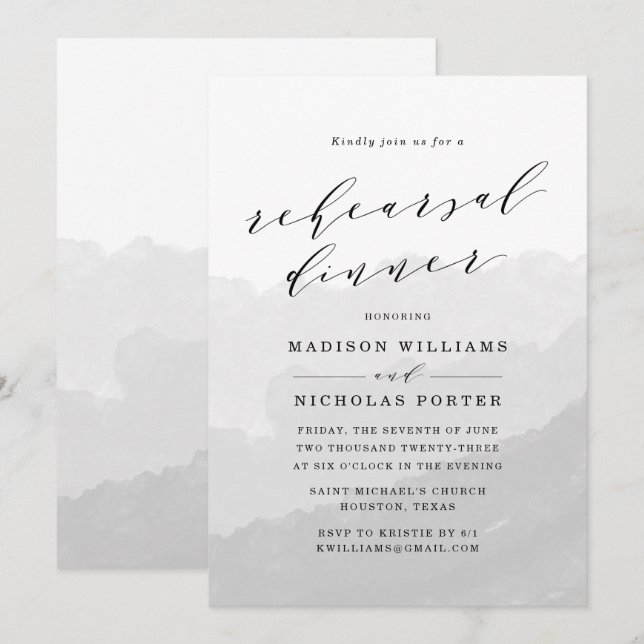 Watercolor Mist | Rehearsal Dinner Invitation (Front/Back)