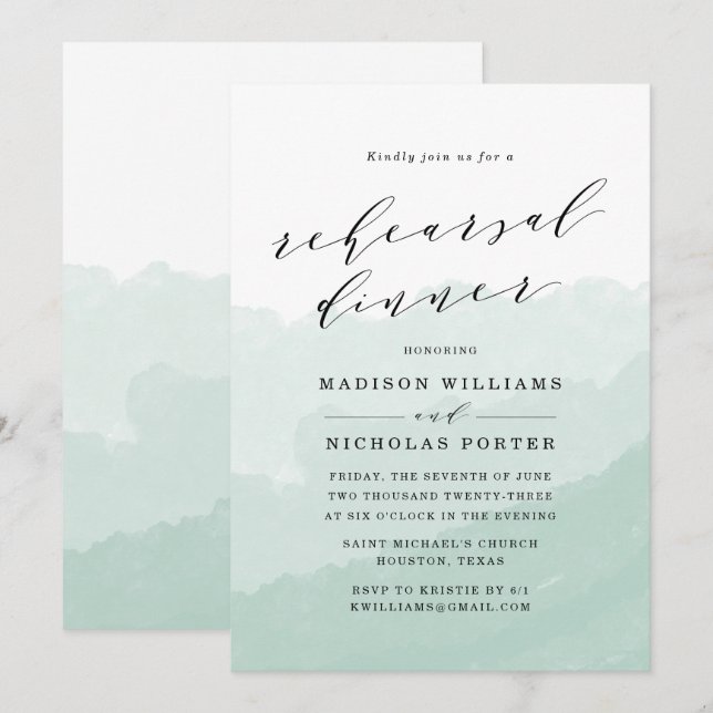 Watercolor Mist | Rehearsal Dinner Invitation (Front/Back)