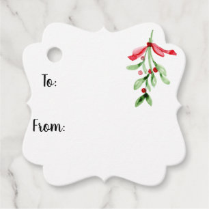 Watercolor Mistletoe Christmas Gift Tag