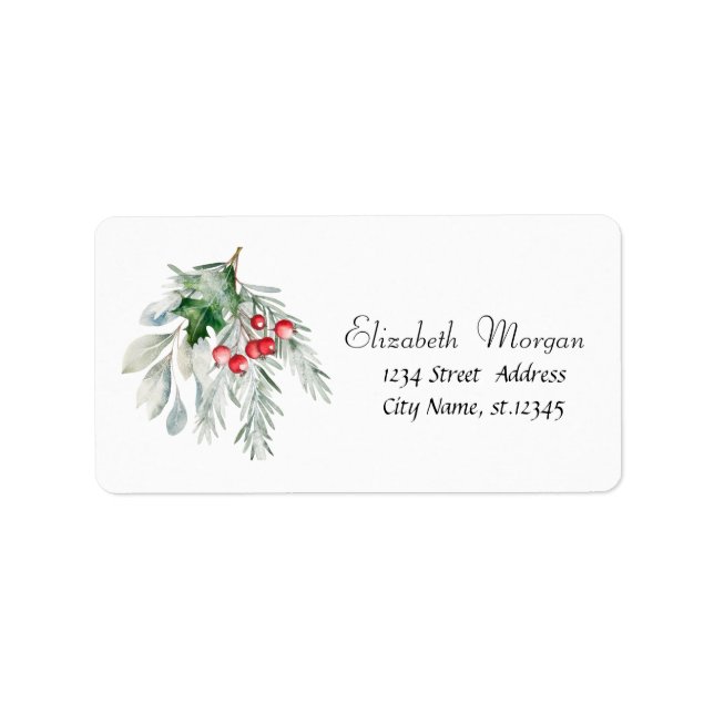 Watercolor Mistletoe Christmas Label (Front)