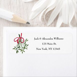 Watercolor Mistletoe Christmas Return Address
