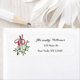 Watercolor Mistletoe Christmas Return Address