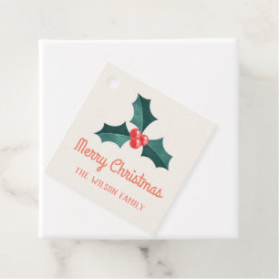 Watercolor mistletoe christmas square sticker favour tags
