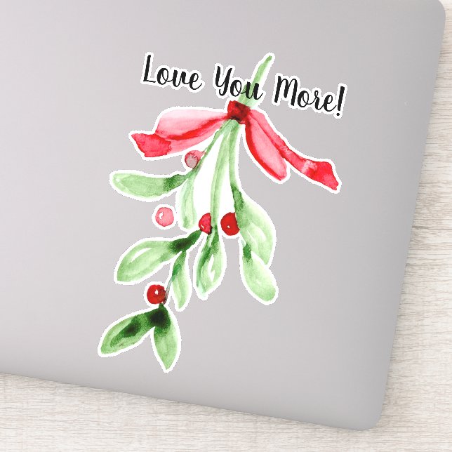 Watercolor Mistletoe - Christmas Vinyl Sticker (Detail)