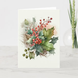 Watercolor Mistletoe Holiday Card