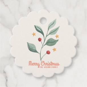 Watercolor mistletoe Star christmas Favour Tags