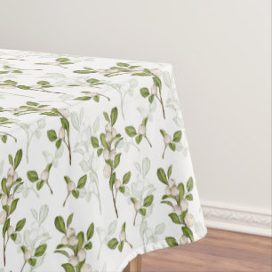 Watercolor Mistletoe Winter Plant Seamless Pattern Tablecloth