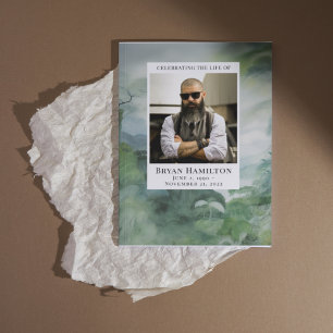 Watercolor Misty Forest Funeral Program Invitation