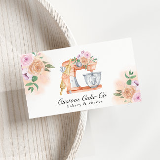 Watercolor Mixer Cake + Bakery Business Card