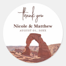 Watercolor Moab Arches Park Utah Wedding thank you
