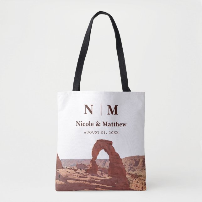 Watercolor Moab Arches Park Utah Wedding Tote Bag (Front)