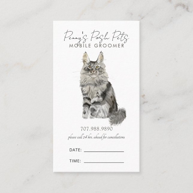 Watercolor Mobile Pet Groomer  Appointment Card (Front)