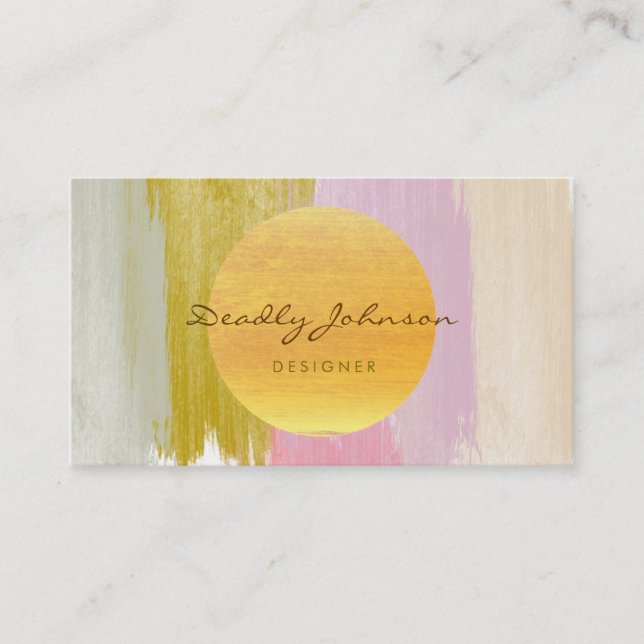 Watercolor Modern Abstract Elegant Cool Artist Business Card (Front)